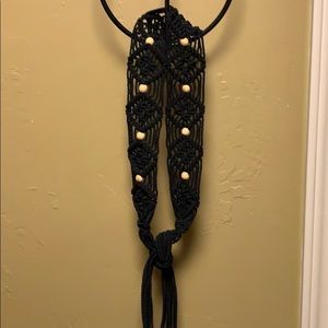 Handmade Beaded Black Macrame Belt